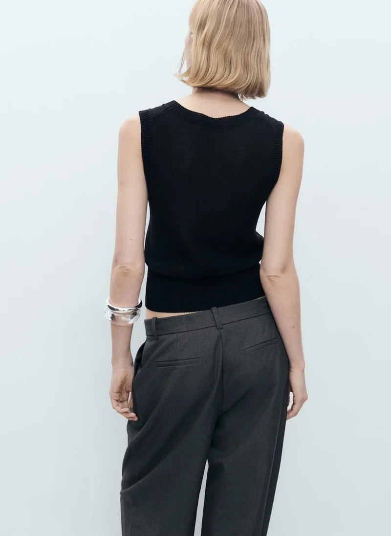 MANGO low-neck knit top